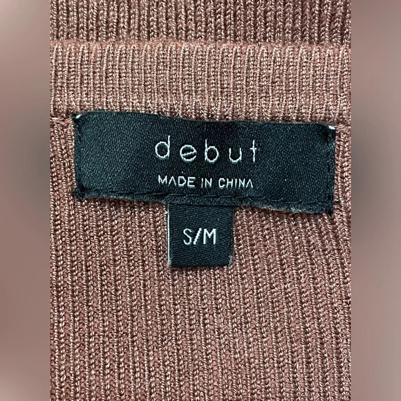 DEBUT~ Ribknit Cinched Cropped Top S/M - Picture 7 of 11